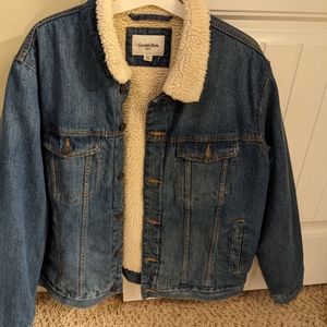 Fur lined faux fur jean jacket